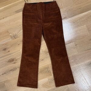 SPRWMN DARK COGNAC CORDUROY CROP FLARE PANTS